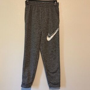 Nike Kids Dark Gray Heather Jogger Pants with White Swoosh